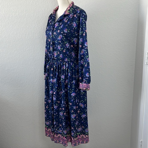 Vintage Anthony Richards Poly Long Sleeve Volup Floral Dress - Picture 2 of 10